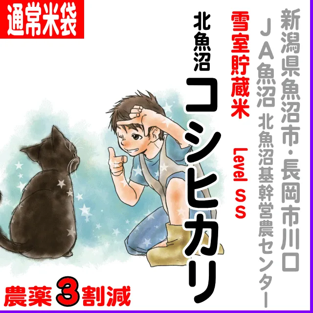 【通常米袋】新潟県(ＪＡ魚沼)雪室貯蔵米 北魚沼コシヒカリ-levelSS-農薬３割減